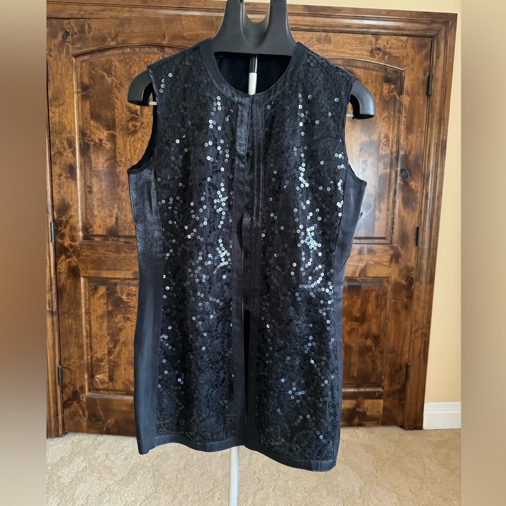 3/$20 Black ladies fancy sequence vest